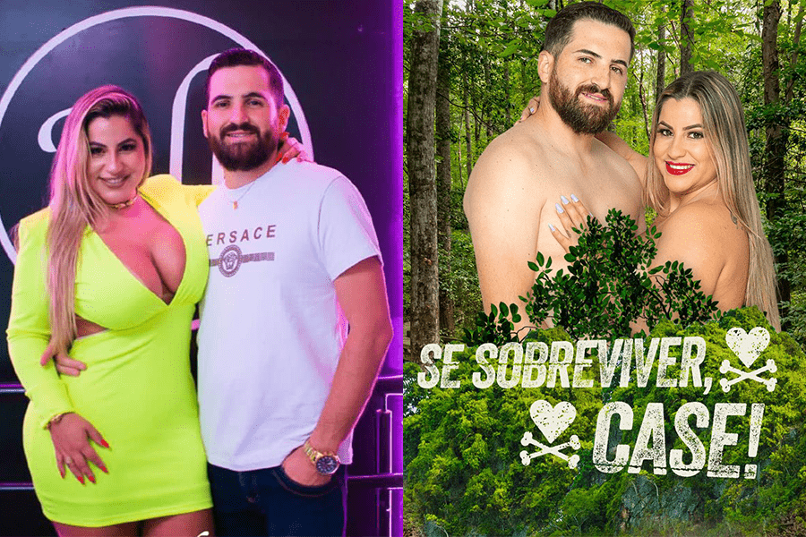 Miss Bumbum Juli Figueiró e o namorado desafiam a sobrevivência em reality show: “Pelada o dia todo”