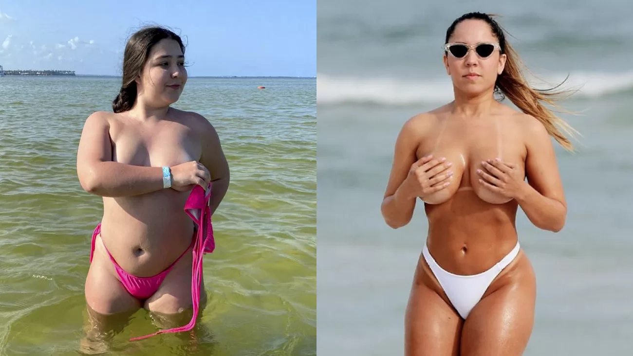 Flora Favaretto causa frisson com topless em praia catarinense