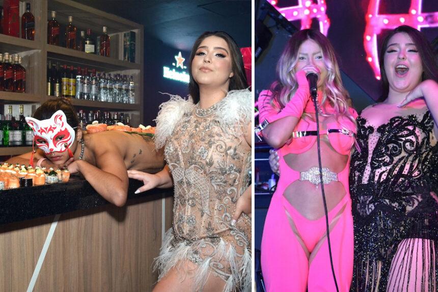 Musa do OnlyFans, Flora Favaretto arma festa de aniversário com sushi erótico, topless e pegação com MC