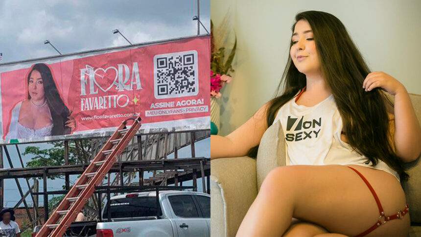 Influencer Flora Favaretto tem outdoor censurado em Rondônia e fica indignada: “vou na Justiça”