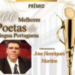 Escritor J.H. Martins recebe o prêmio ‘100 Melhores Poetas da Língua Portuguesa’ em Lisboa