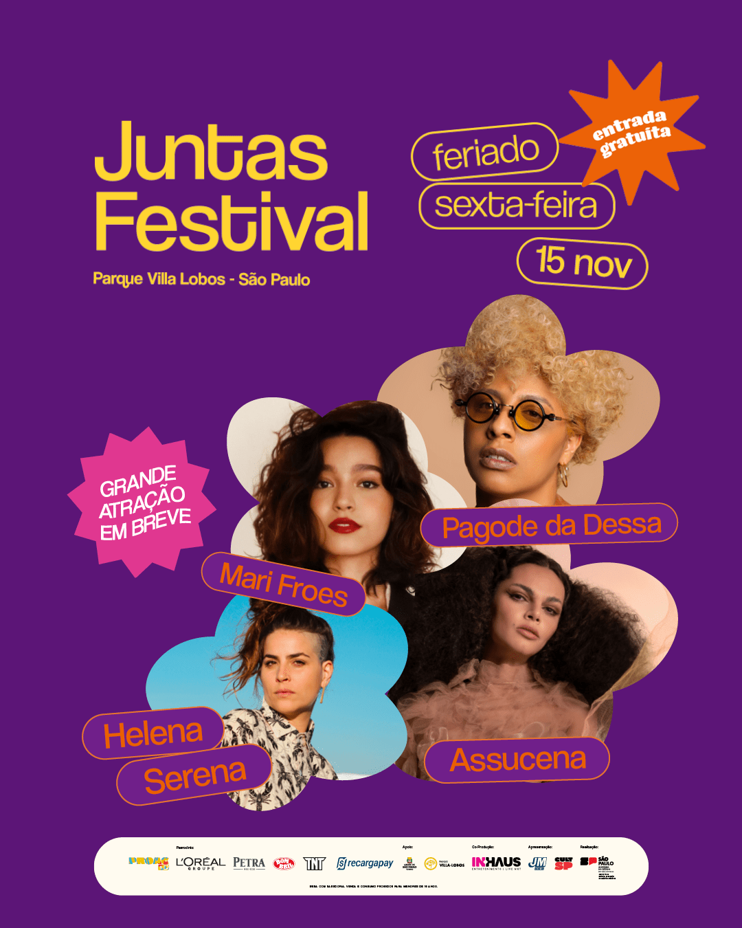 Terceira edição do Juntas Festival acontece no Parque Villa Lobos no dia 15 de novembro