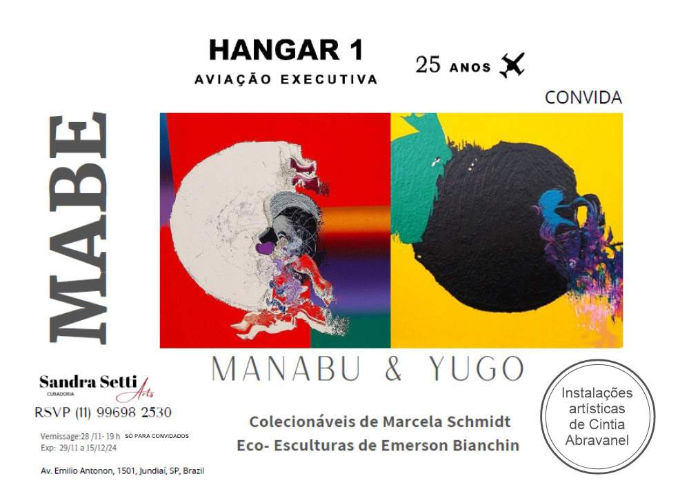 Hangar 1 Aviação Executiva comemora seus 25 anos com homenagem a Manabu Mabe 