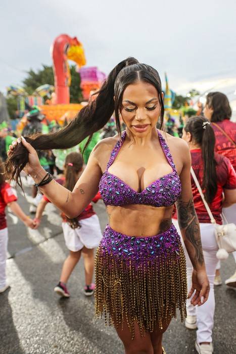 Carnaval 2026: Gabi Fatalle desfila de topless após acidente com roupa em ensaio