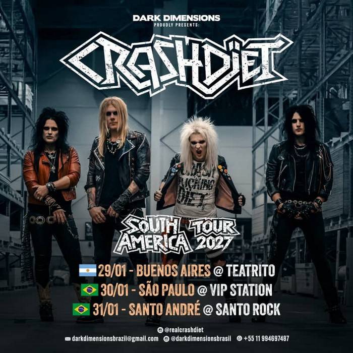 Crashdïet anuncia Shows no Brasil em Janeiro de 2027