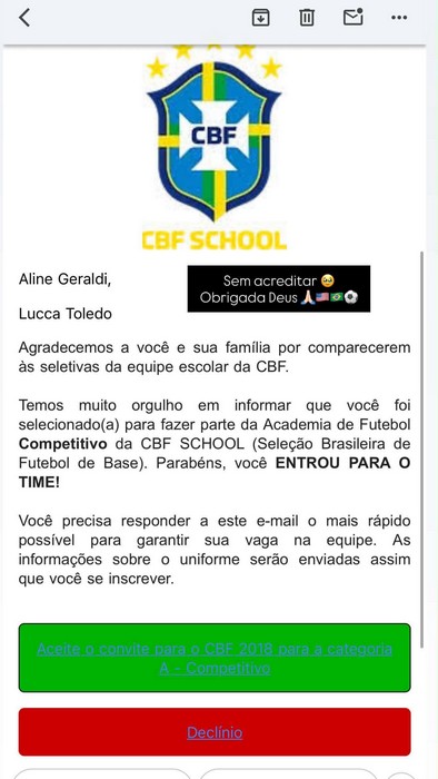Filho da Miss Brasil, Aline Geraldi, é aprovado em seletiva da Seleção Brasileira