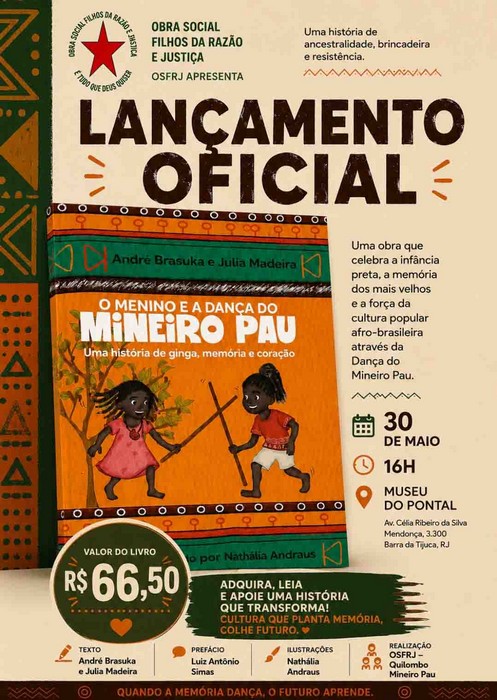 OSFRJ lança livro no Museu do Pontal: O Menino e a Dança Mineiro Pau, uma história de ginga, memória e coração